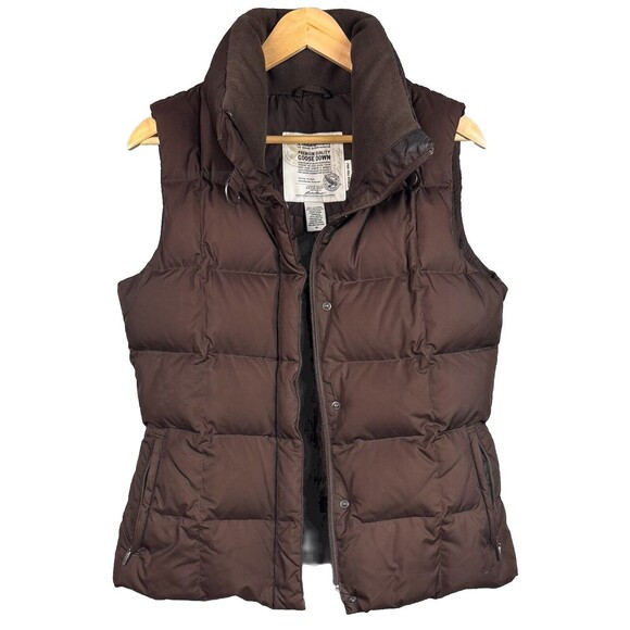 Eddie Bauer Womens Premium Quality Goose‎ Down Vest Puffer Dark Brown Medium - Picture 1 of 14